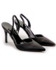 Γυναικεία Γόβα Slingback Σατέν Μυτερή Black  ΓΥΝΑΙΚΕΙΑ ΥΠΟΔΗΜΑΤΑ