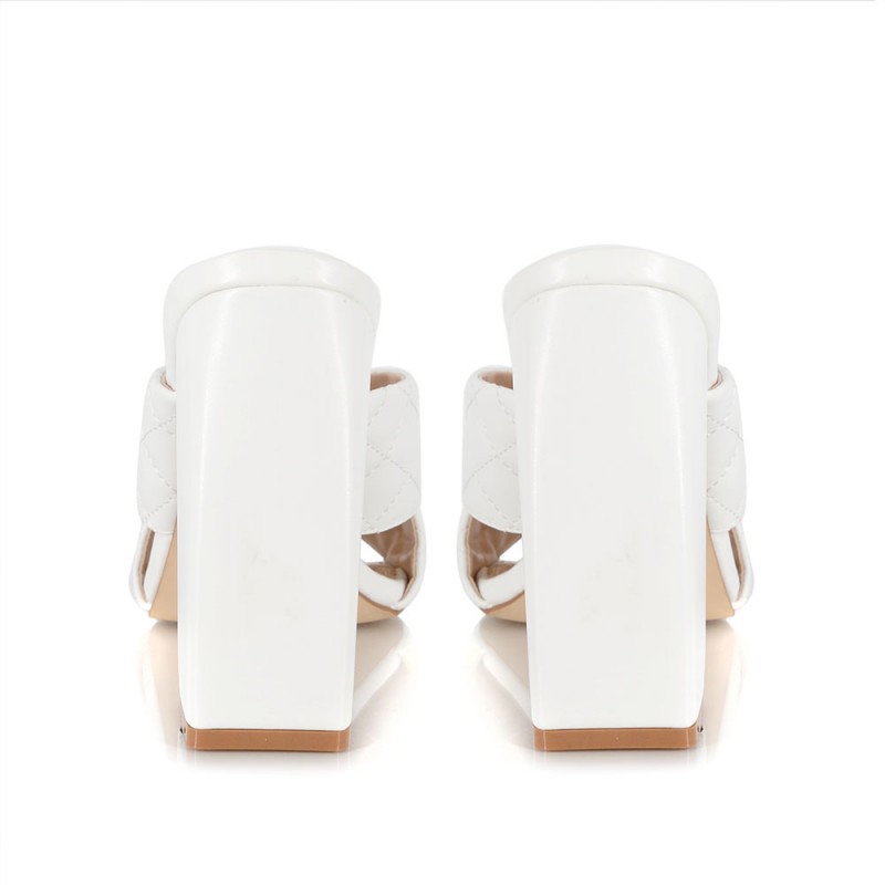 Γυναικείο Mules Χιαστί Καπιτονέ  White  NEW IN